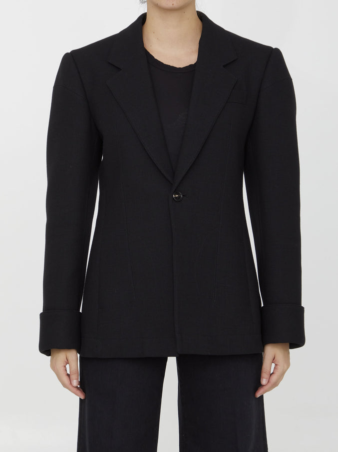 Bottega Veneta Structured Cotton Jacket Black