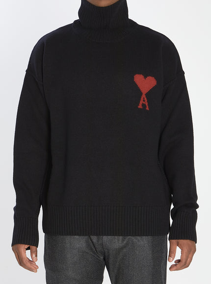 Ami Paris Ami De Coeur Turtleneck Sweater Black