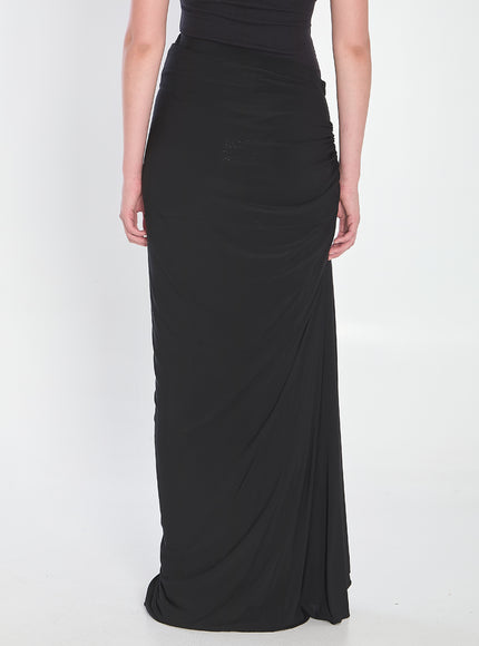 Alaia Long Draped Jersey Dress