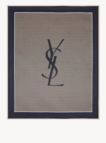 Saint Laurent Cassandre Striped Stole QT White