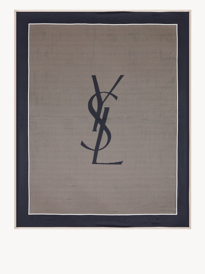 Saint Laurent Cassandre Striped Stole QT White