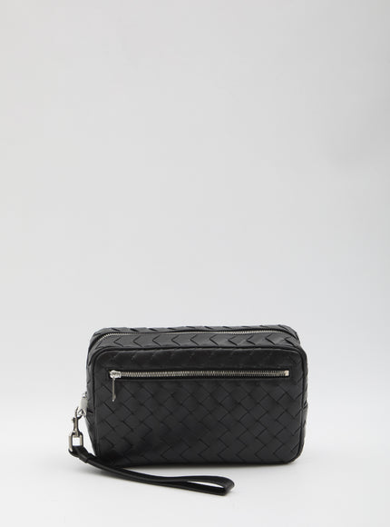Bottega Veneta Intrecciato Clutch With Wrist Strap QT Black