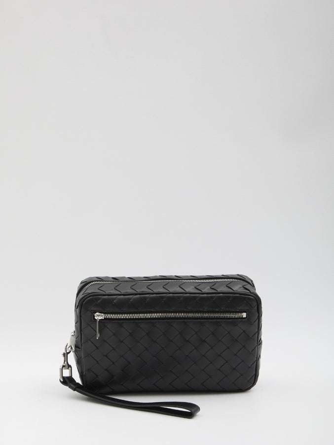 Bottega Veneta Intrecciato Clutch With Wrist Strap QT Black