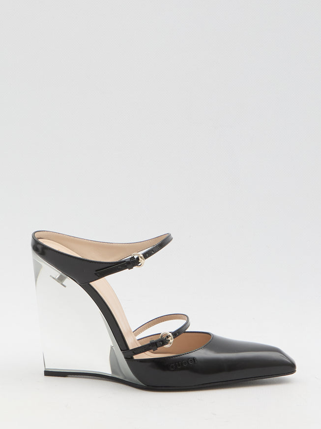 Gucci Mules With Transparent Wedge Heel Black