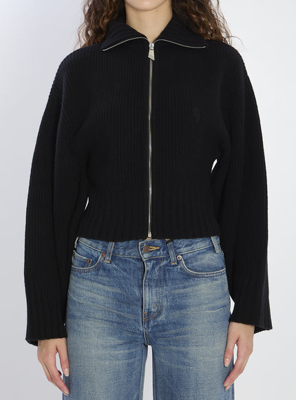 The Attico Zip-up Cardigan Black