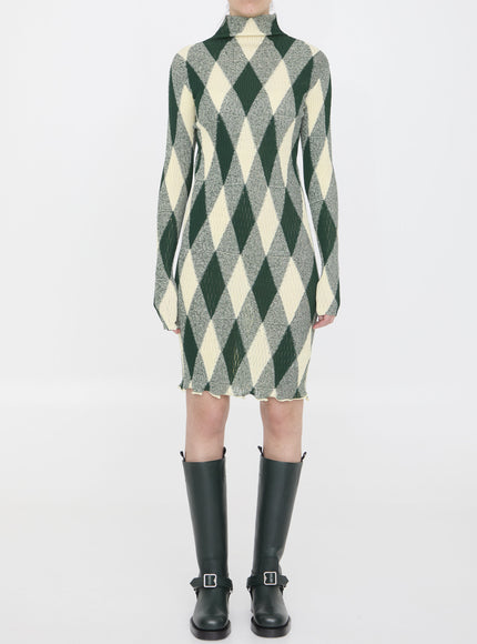 Burberry Argyle Motif Dress Green