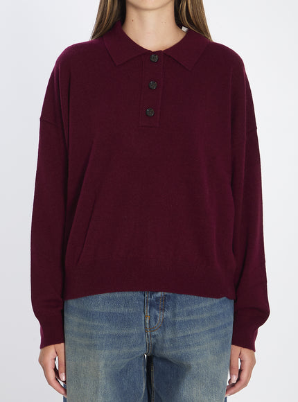 Allude Wool And Cashmere Polo Shirt Bordeaux
