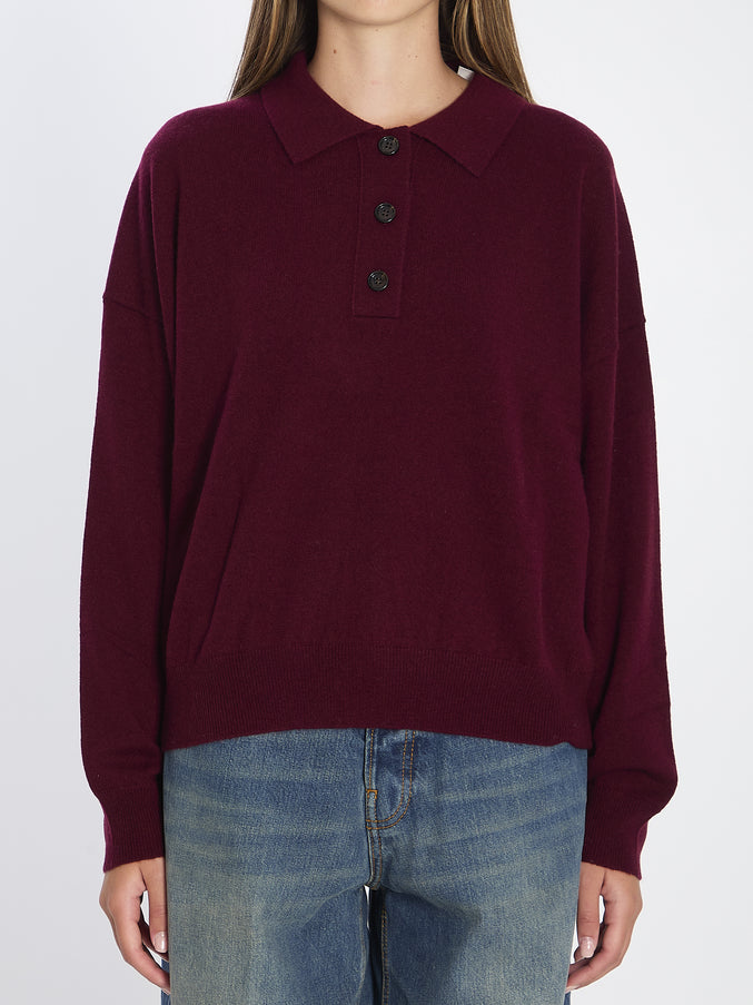 Allude Wool And Cashmere Polo Shirt Bordeaux