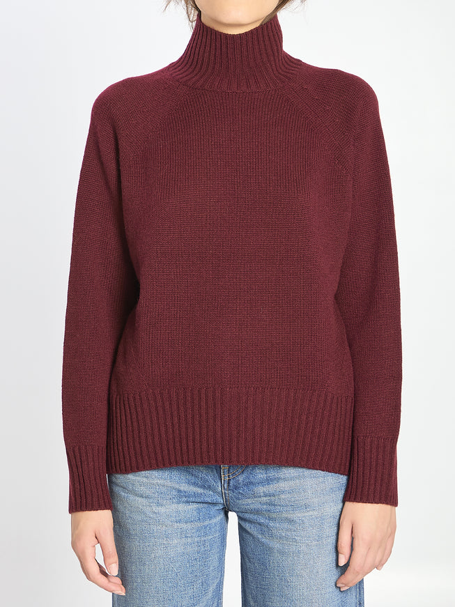 Allude Turtleneck In Wool And Cashmere Bordeaux