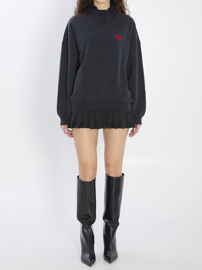 Balenciaga Mini Dress In Cotton Black