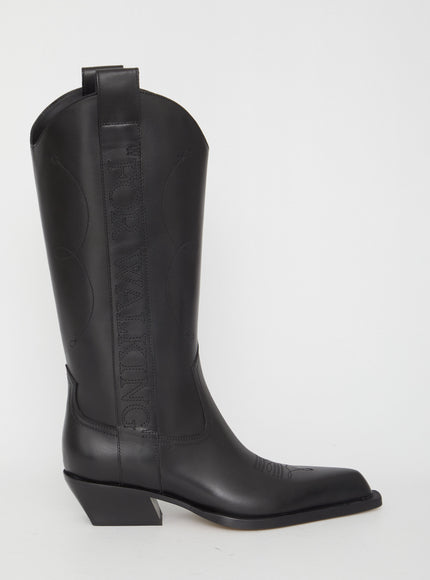 Off White "for Walking" Texan Boots Black