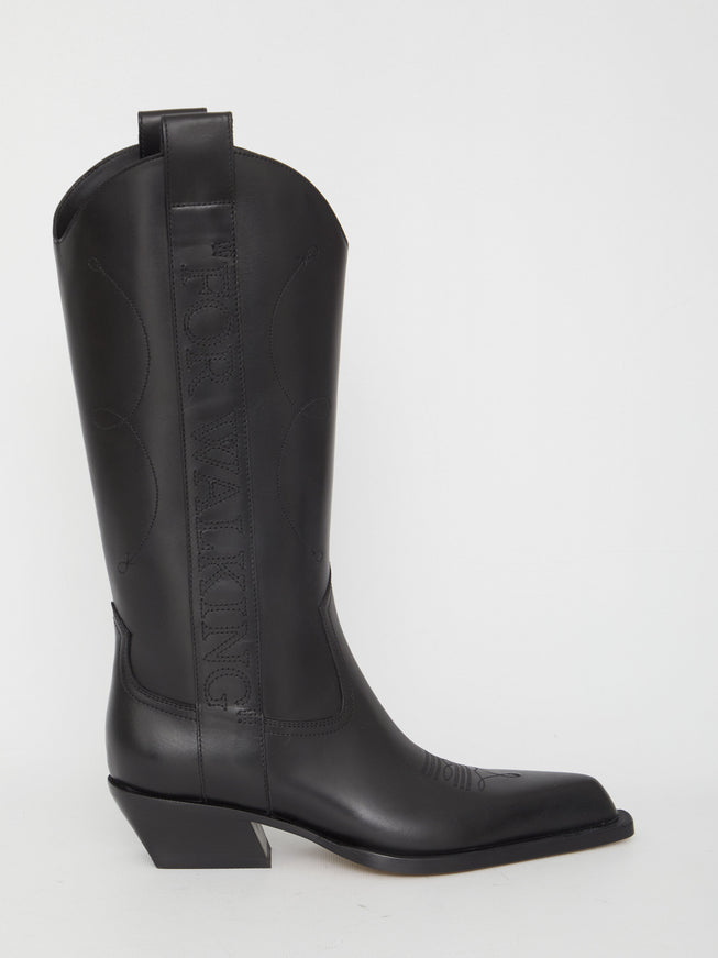 Off White "for Walking" Texan Boots Black