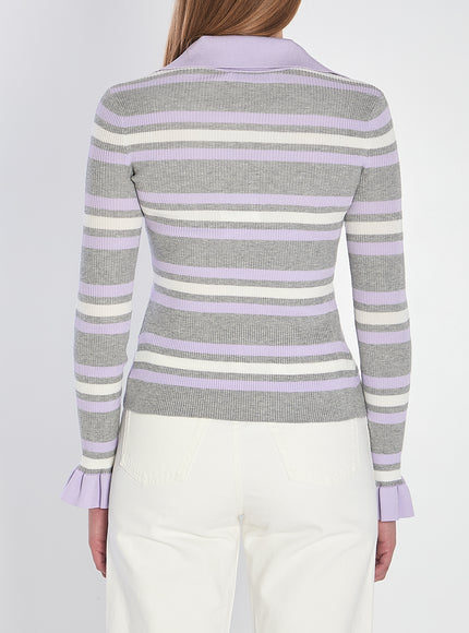Self Portrait Striped Knit Top
