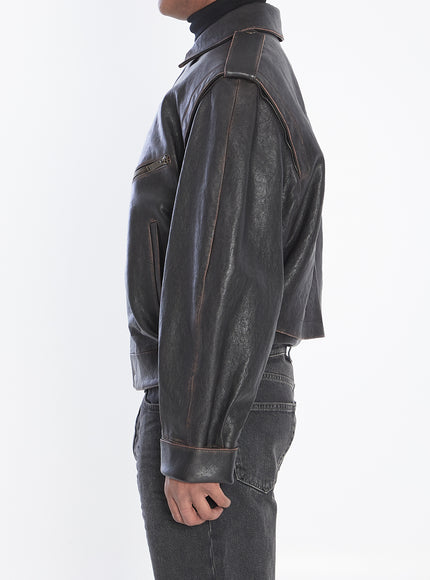 Saint Laurent Lambskin Leather Bomber Jacket