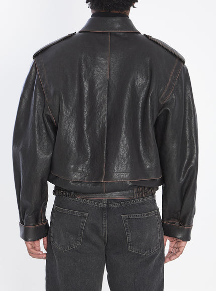 Saint Laurent Lambskin Leather Bomber Jacket