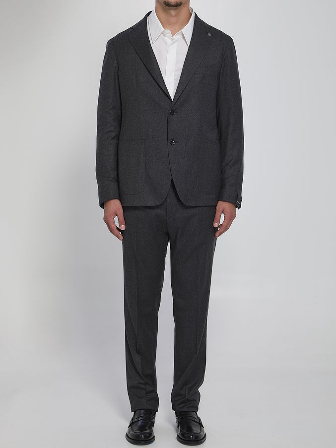 Tagliatore Single-breasted Suit In Wool And Silk Grey