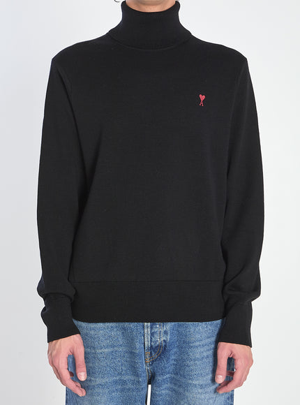 Ami Paris Ami De Coeur Turtleneck Sweater Black