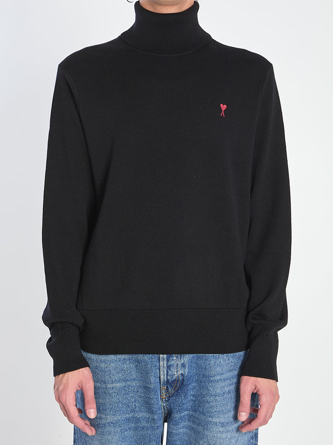 Ami Paris Ami De Coeur Turtleneck Sweater Black