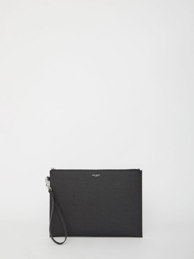 Saint Laurent Leather Tablet Holder Bag QT Black