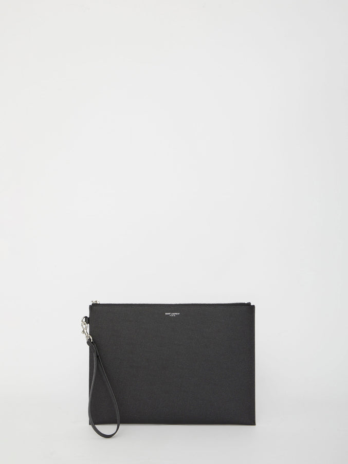 Saint Laurent Leather Tablet Holder Bag QT Black