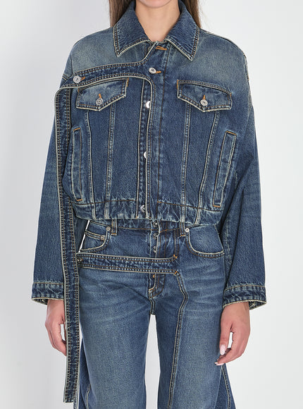 Jean Paul Gaultier Strap Jacket In Denim Blue