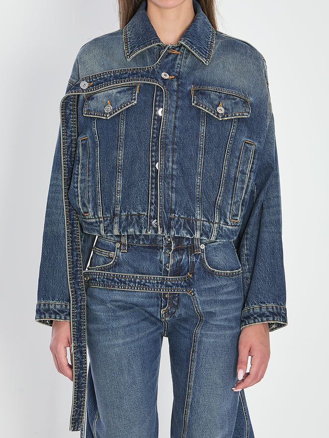 Jean Paul Gaultier Strap Jacket In Denim Blue