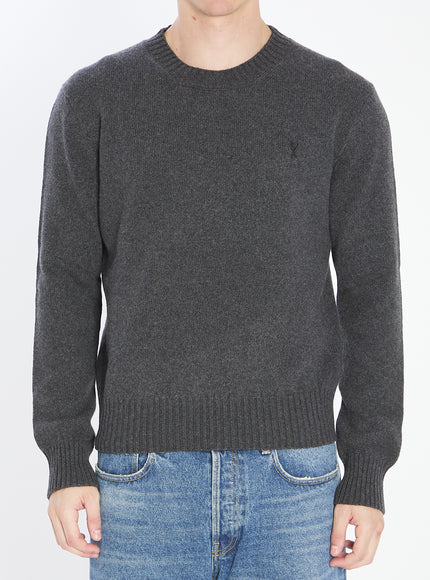 Ami Paris Ami De Coeur Crewneck Sweater Grey