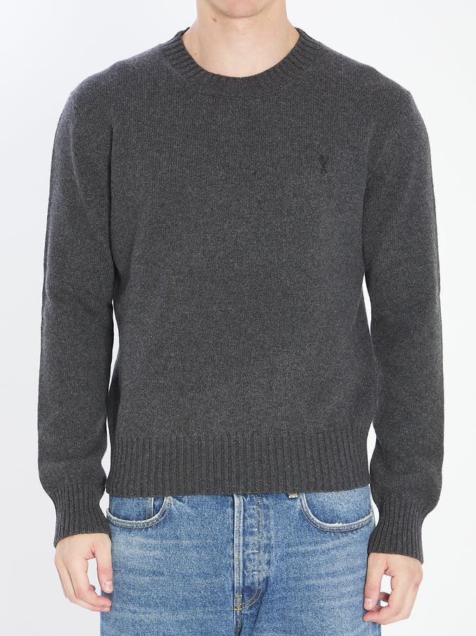 Ami Paris Ami De Coeur Crewneck Sweater Grey