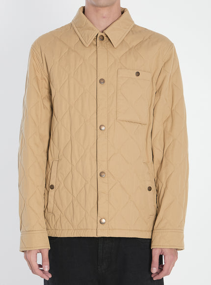 Burberry Jacket In Quilted Gabardine Beige