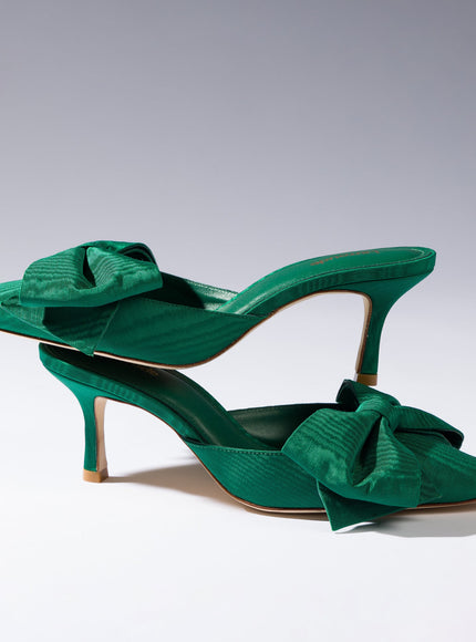 Larroude Mini Elle Pump In Emerald Fabric