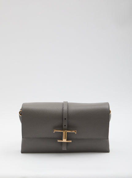 Tod's T Timeless Flap Bag In Leather QT Grey