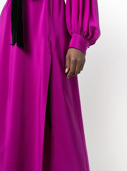 Gucci Purple Silk Belted Maxi Dress