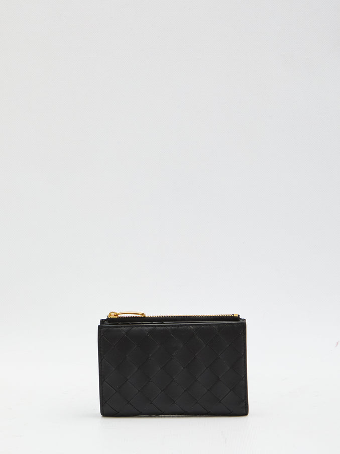 Bottega Veneta Intrecciato Bi-folod Medium Wallet QT Black