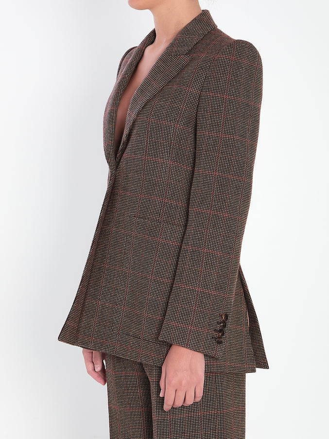 Chloe Checked Wool Tailored Jacket