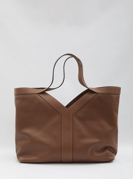 Saint Laurent Large Y Tote Bag In Leather QT Brown