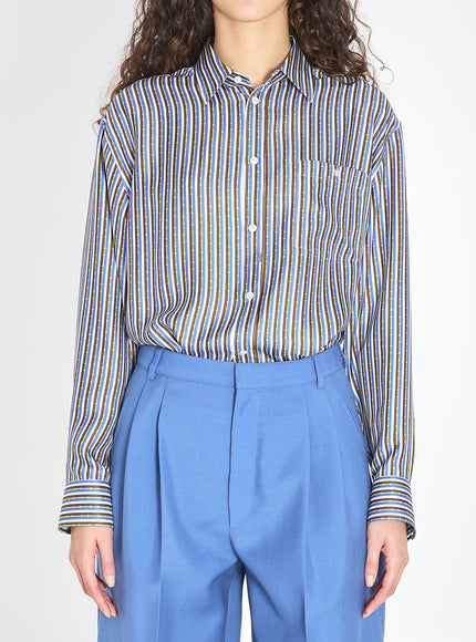 Celine Oversized Striped Shirt Blue