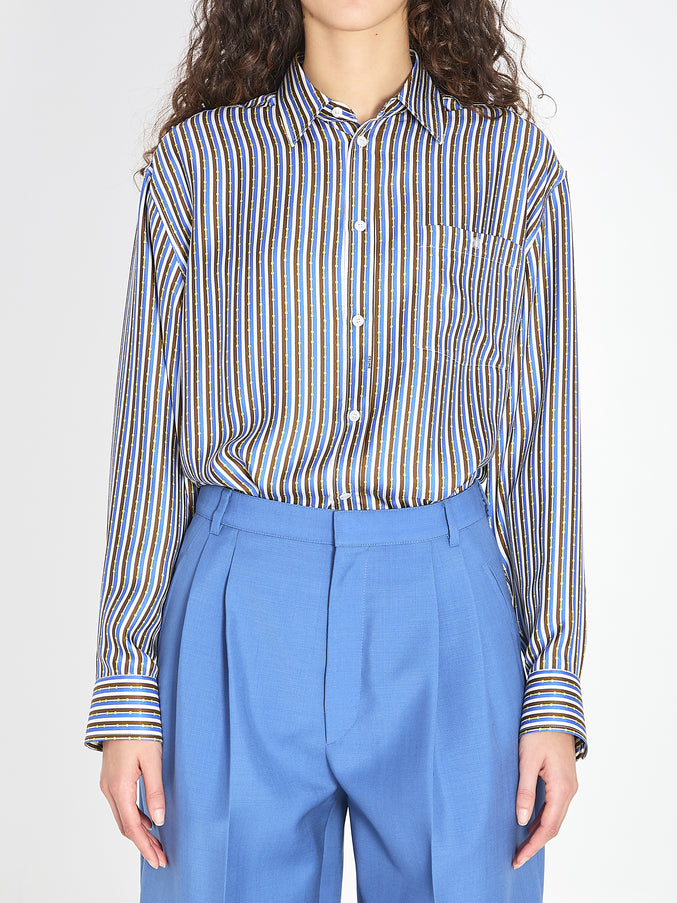 Celine Oversized Striped Shirt Blue