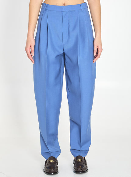 Celine Montauk Pants In Wool And Mohair Light Blue