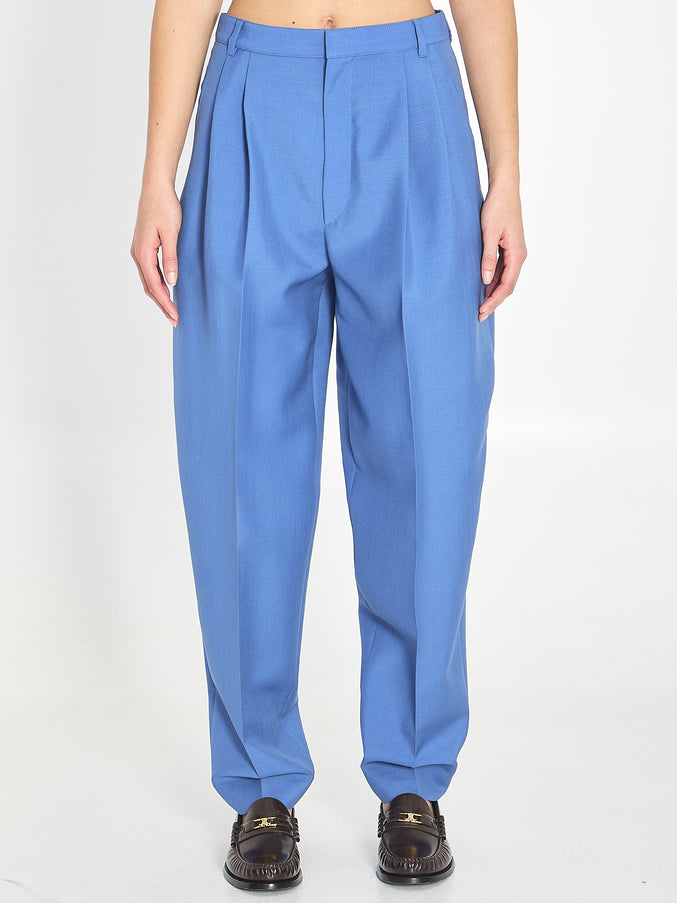Celine Montauk Pants In Wool And Mohair Light Blue