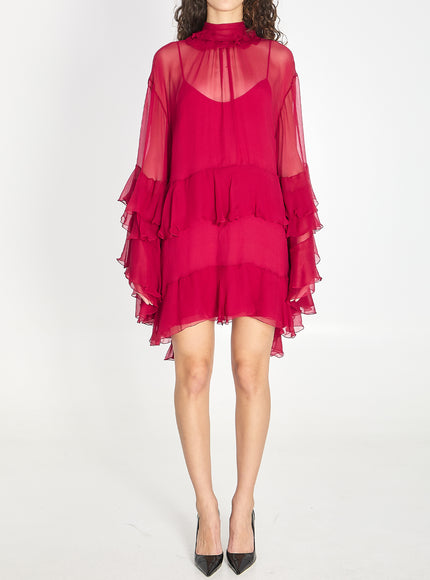 Chloe Mini Dress With Ruffles 40 Pink