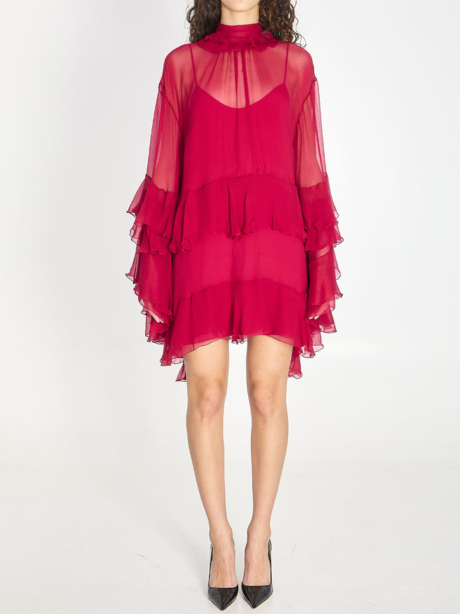 Chloe Mini Dress With Ruffles 40 Pink