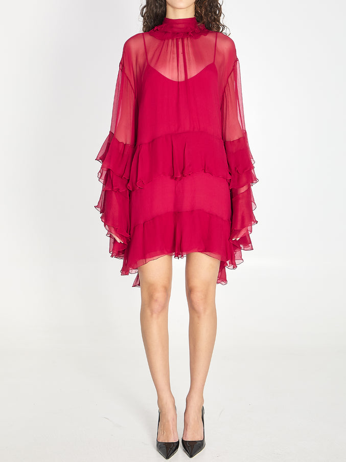 Chloe Mini Dress With Ruffles 40 Pink