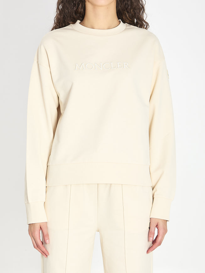 Moncler Cotton Crewneck Sweatshirt Beige
