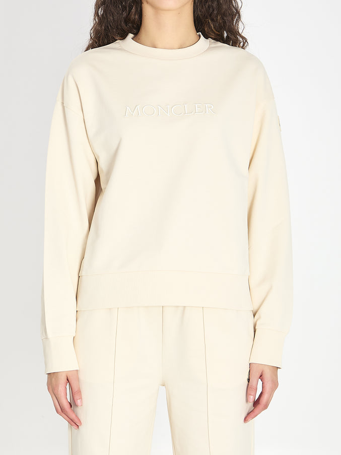 Moncler Cotton Crewneck Sweatshirt Beige