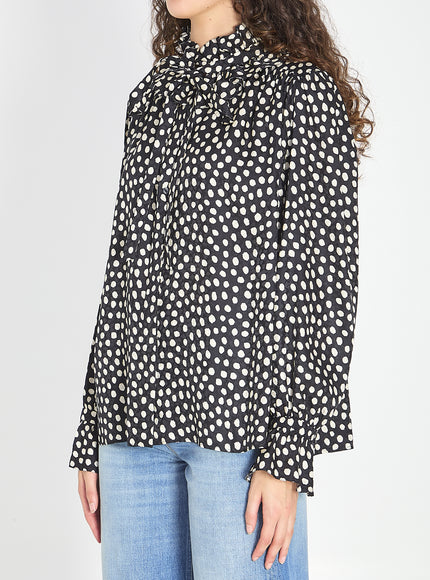 Chloe Polka Dot Blouse With Ruffles