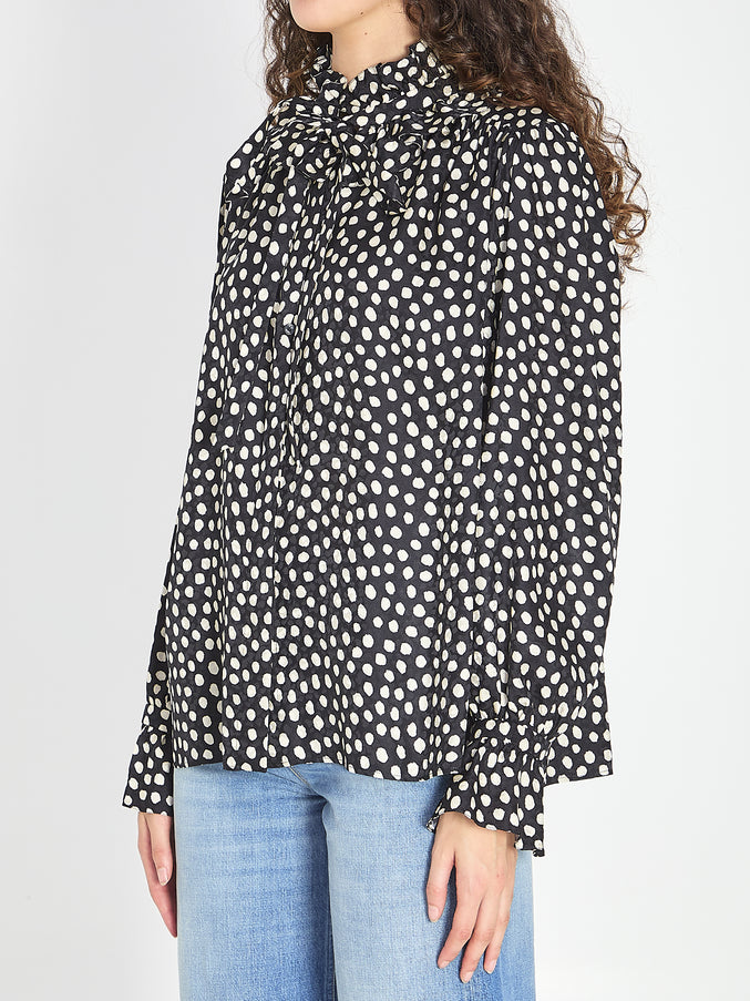 Chloe Polka Dot Blouse With Ruffles
