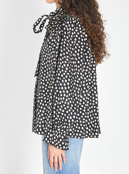 Chloe Polka Dot Blouse With Ruffles