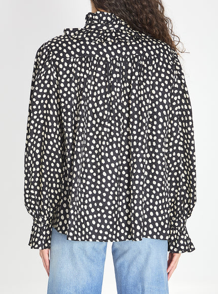 Chloe Polka Dot Blouse With Ruffles