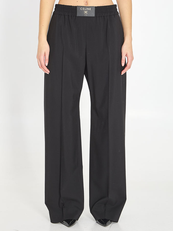 Celine Light Wool Fabric Trousers Black