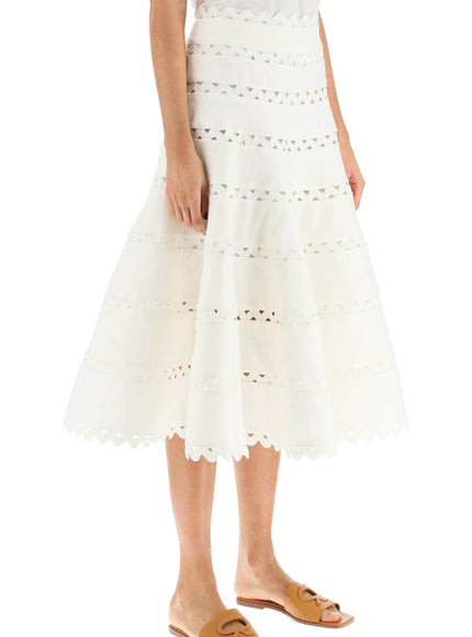 Zimmermann 'high tide' linen midi skirt